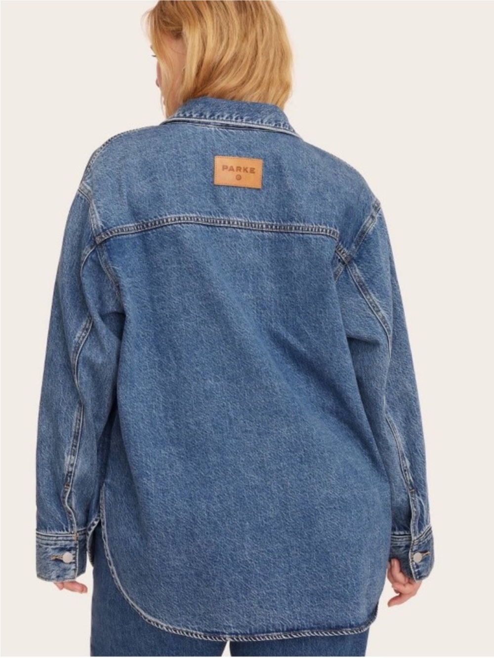 Parke x Target Denim Shacket Medium Wash - Picture 2 of 5